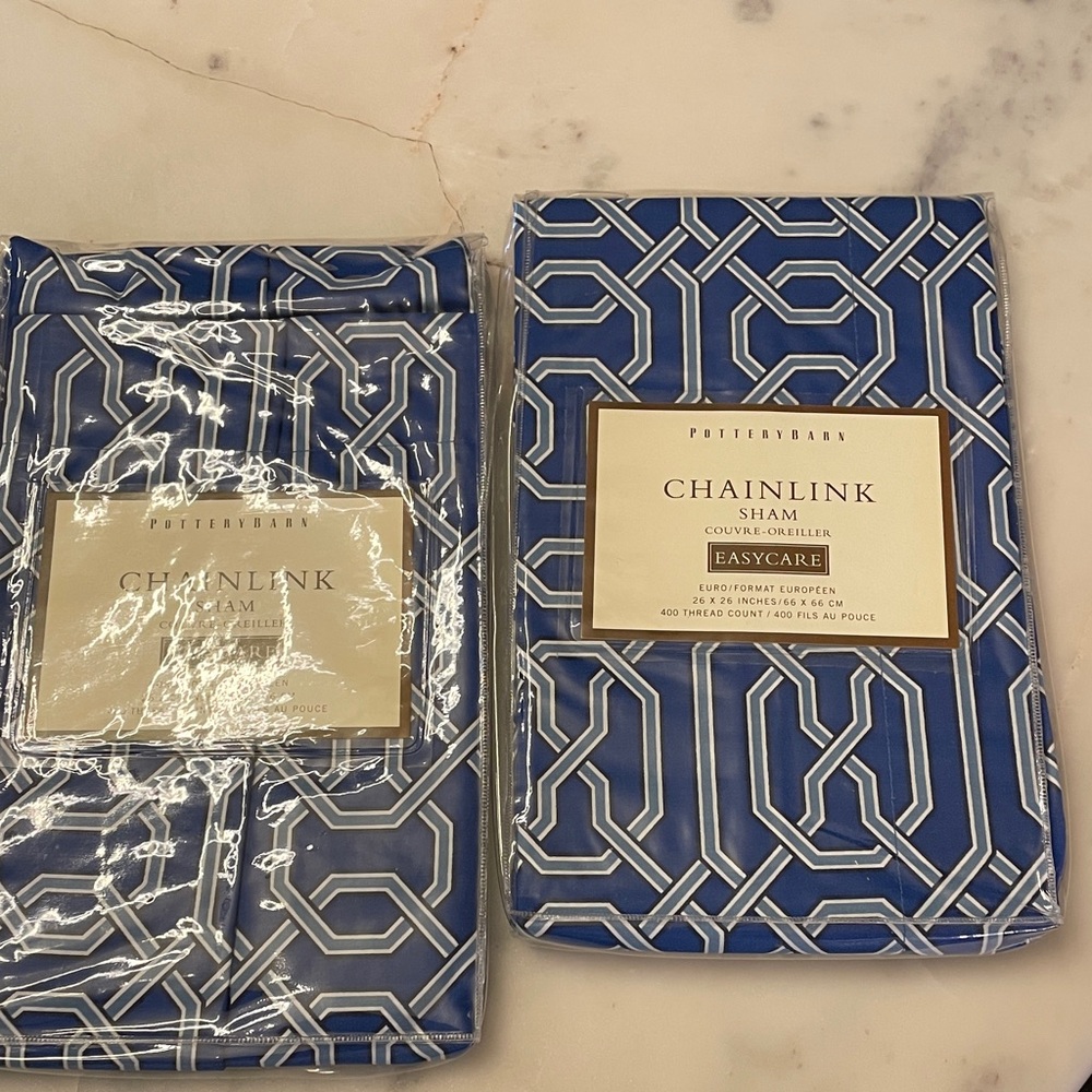 (2) NWT Pottery Barn Chainlink Euro Shams